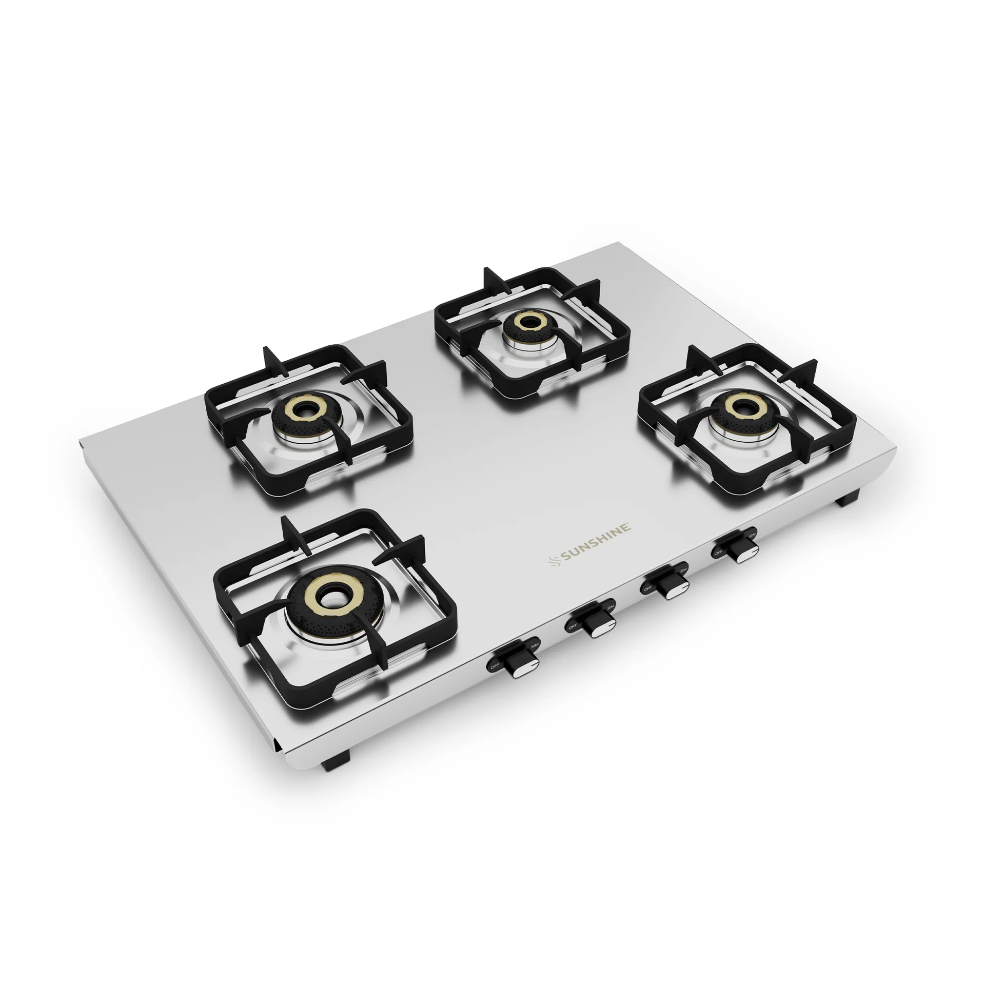Curvv 4 Burner Stainless Steel Gas Stove | Premium Matte Cooktop