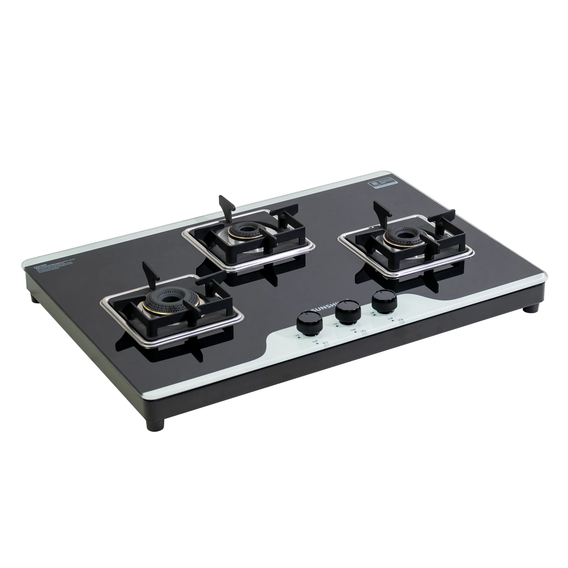 Sunshine Crystal 3 Burner Glass Gas Stove