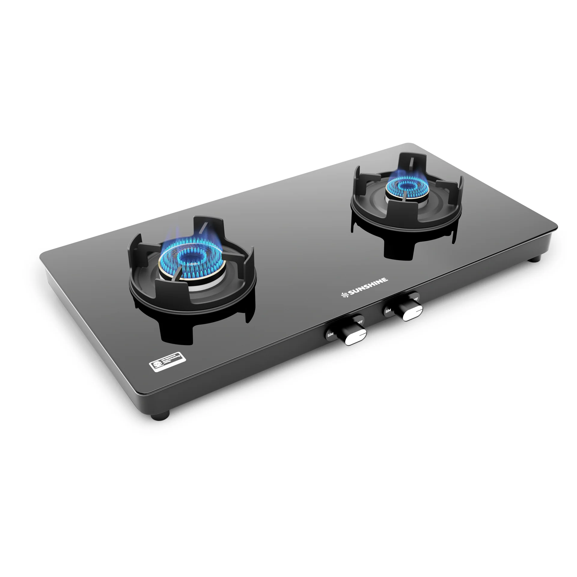 Sunshine Regal Pro 2 Burner Gas Stove Toughened Glass Cooktop Manual Ignition