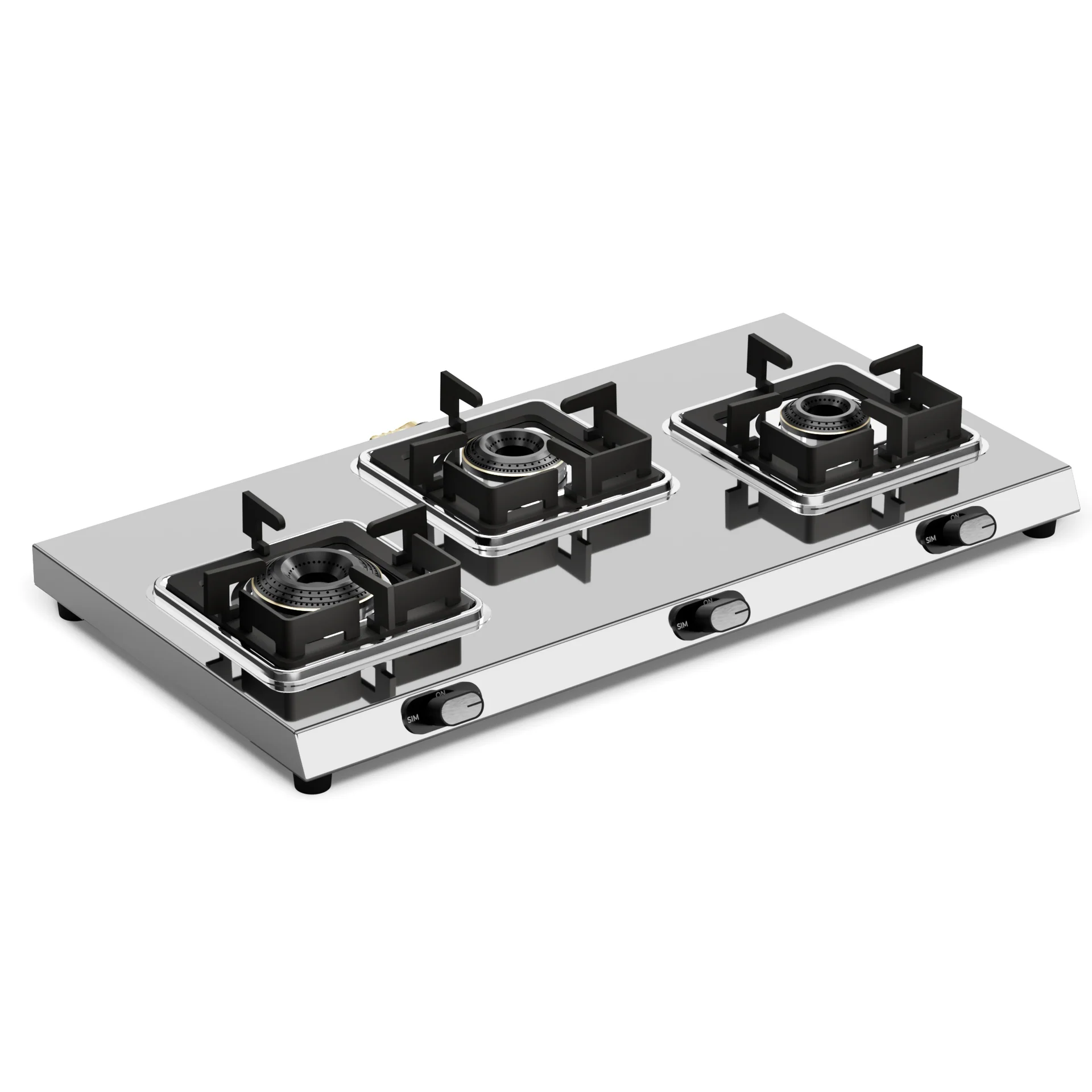 Sunshine Thunder 3 Burner Stainless Steel Gas Stove | 5 Year Body & Burner Warranty | 5G Technology | Silver